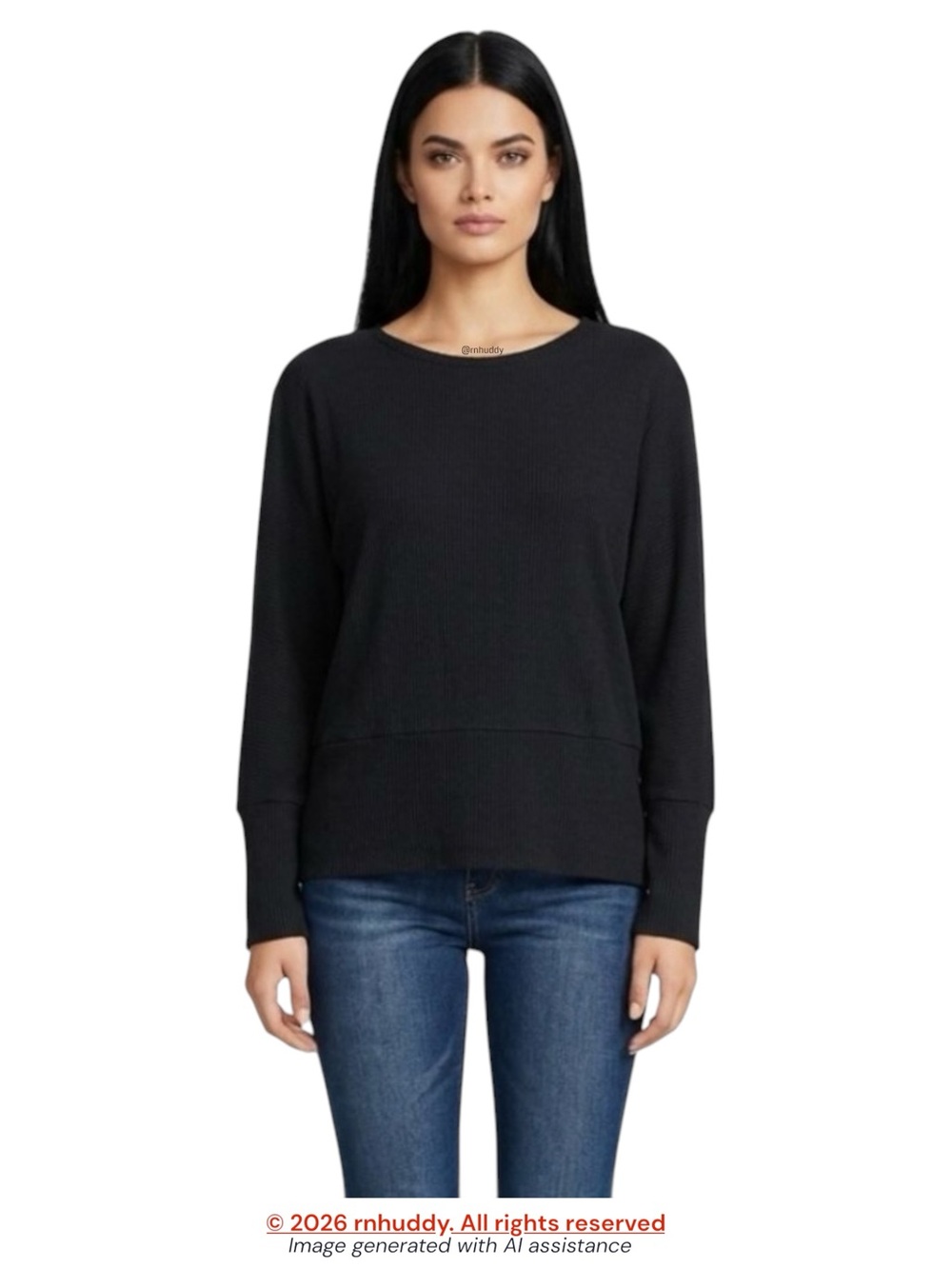 Express L charcoal black oversized waffle rib top